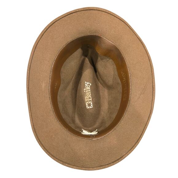 Bailey Mens Vintage Glen Crushable Furlite Hat Brown Wool Wide Brim Classic L - Picture 8 of 12
